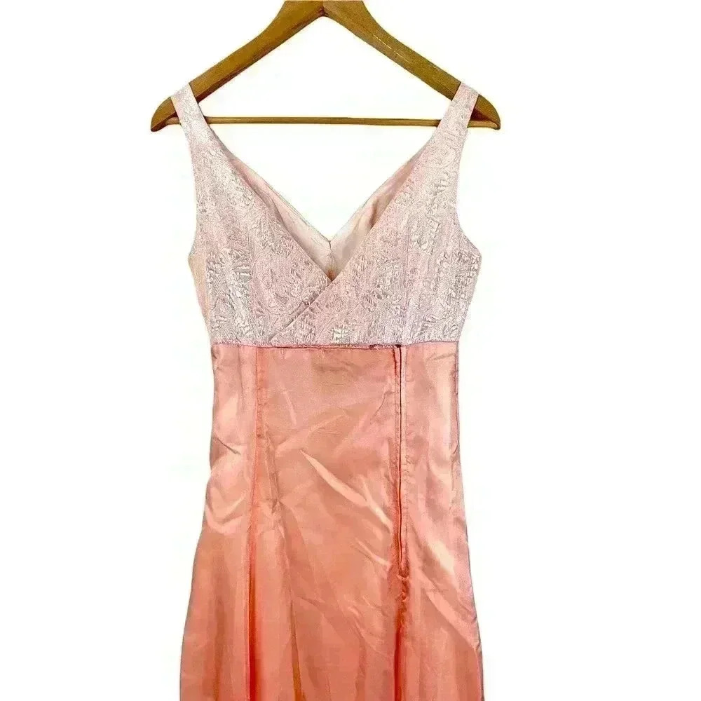 VTG Handmade Pink Shiny Sleeveless Elegant Long Dress READ Women's‎ SMALL